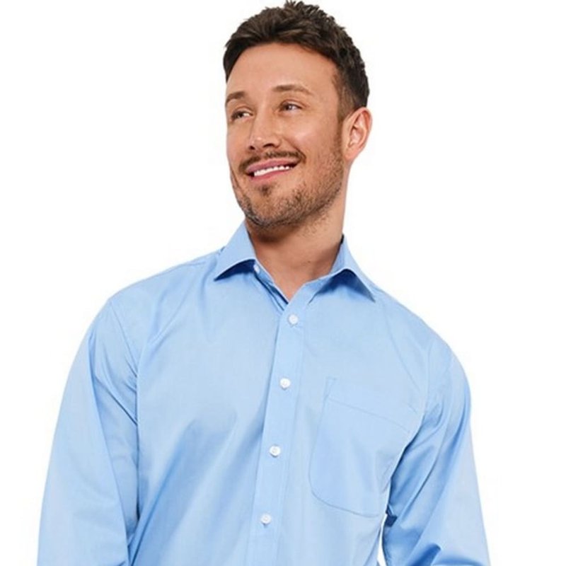Absolute Apparel Mens Long Sleeved Classic Poplin Shirt In Blue