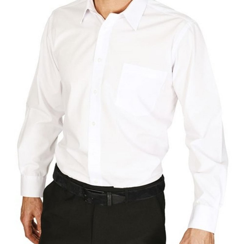 Absolute Apparel Mens Long Sleeved Classic Poplin Shirt In White
