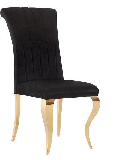 Acedecor Contemporary Black with Gold Velvet Upholstered Dining Chairs (Set of 2) product