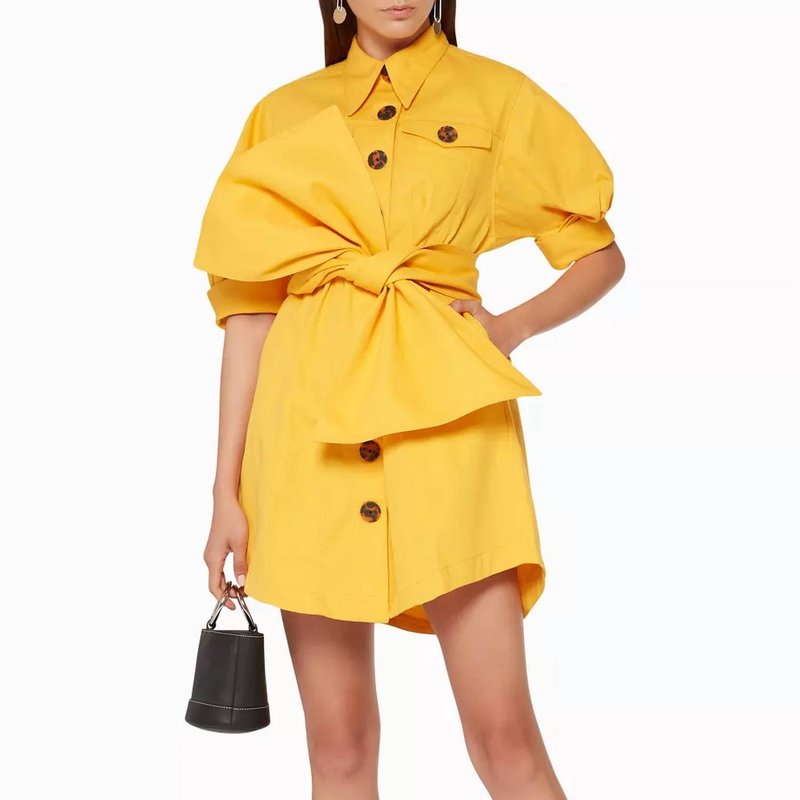 Shop Acler Priestly Denim Dress In Yellow