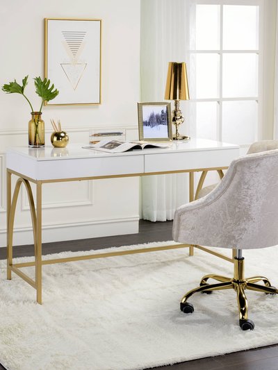 ACME Furniture ACME Lightmane Desk, White High Gloss & Gold product