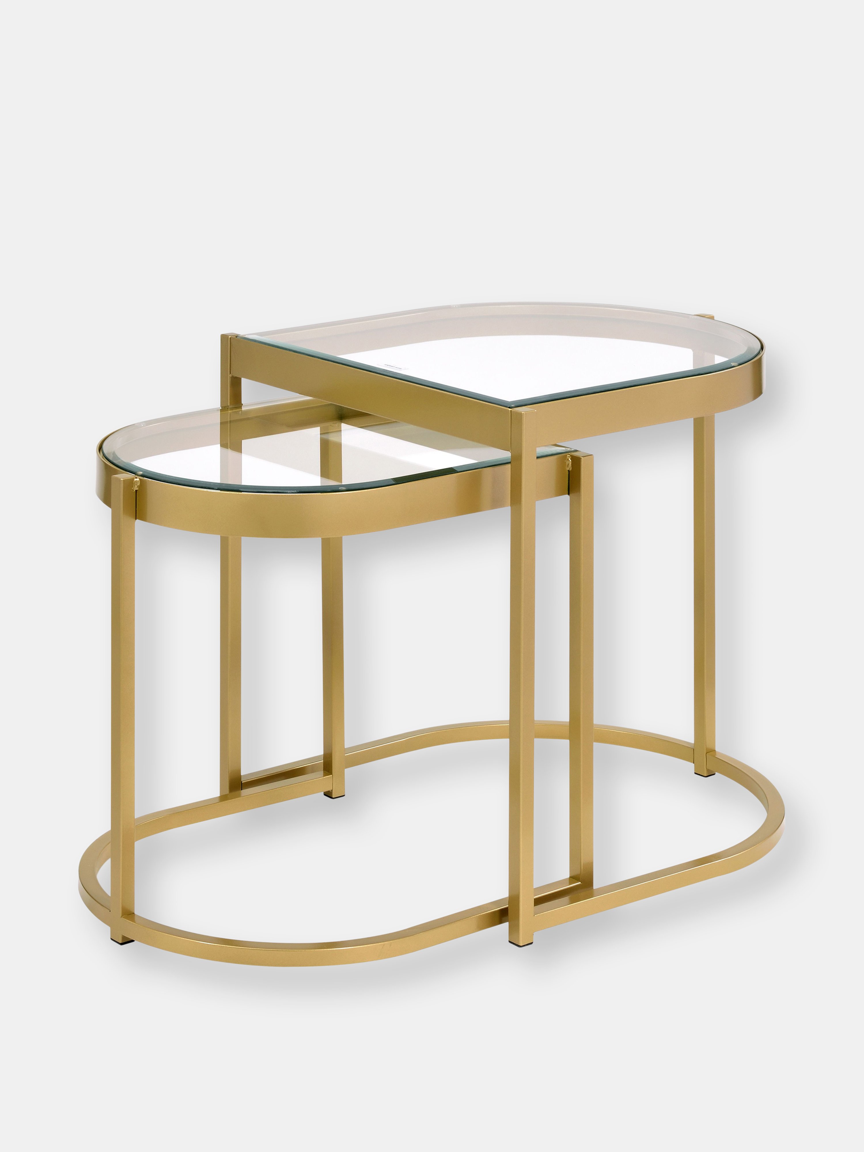 Acme Furniture Acme Timbul Nesting Table, Clear Glass & Gold Finish