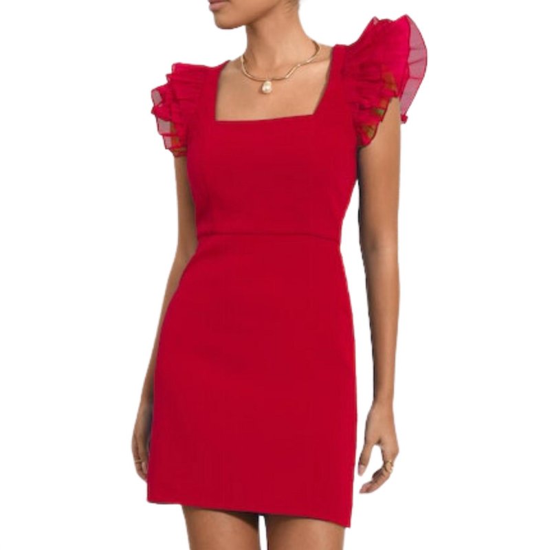 Shop Adelyn Rae Claudia Ruffle Mini Dress In Red Rose