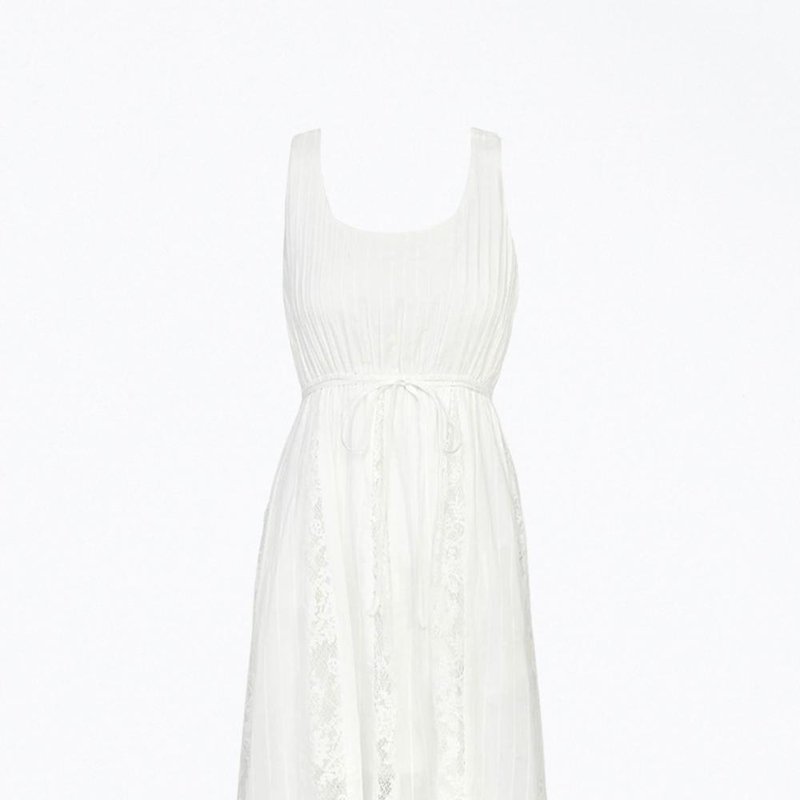 Shop Adelyn Rae Vivian Lace Cotton-voile Midi Dress In White