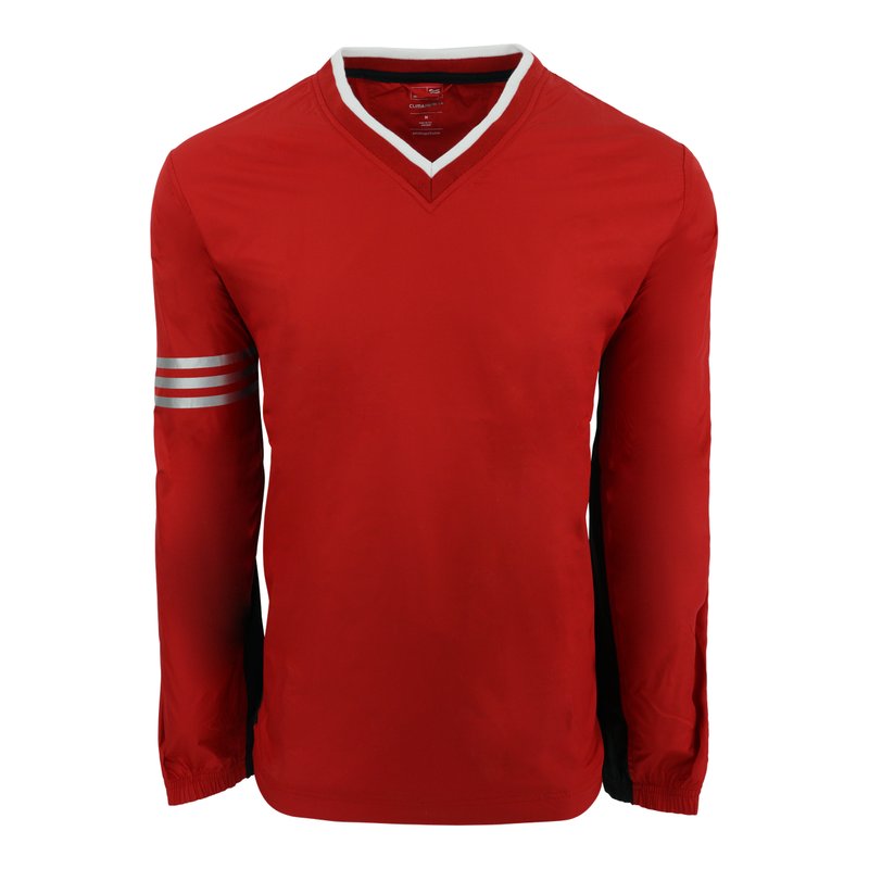 Adidas Originals Men's Climaproof Wind Colorblock V-neck Shirt Power In Red