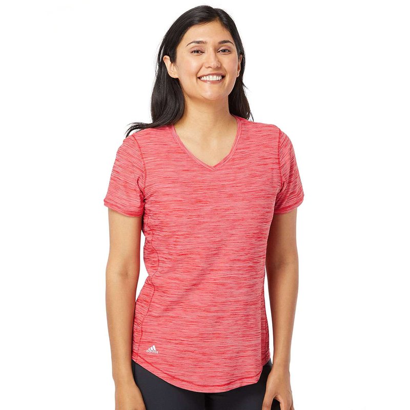 Adidas Originals Women's Melange Tech V-neck T-shirt In Red