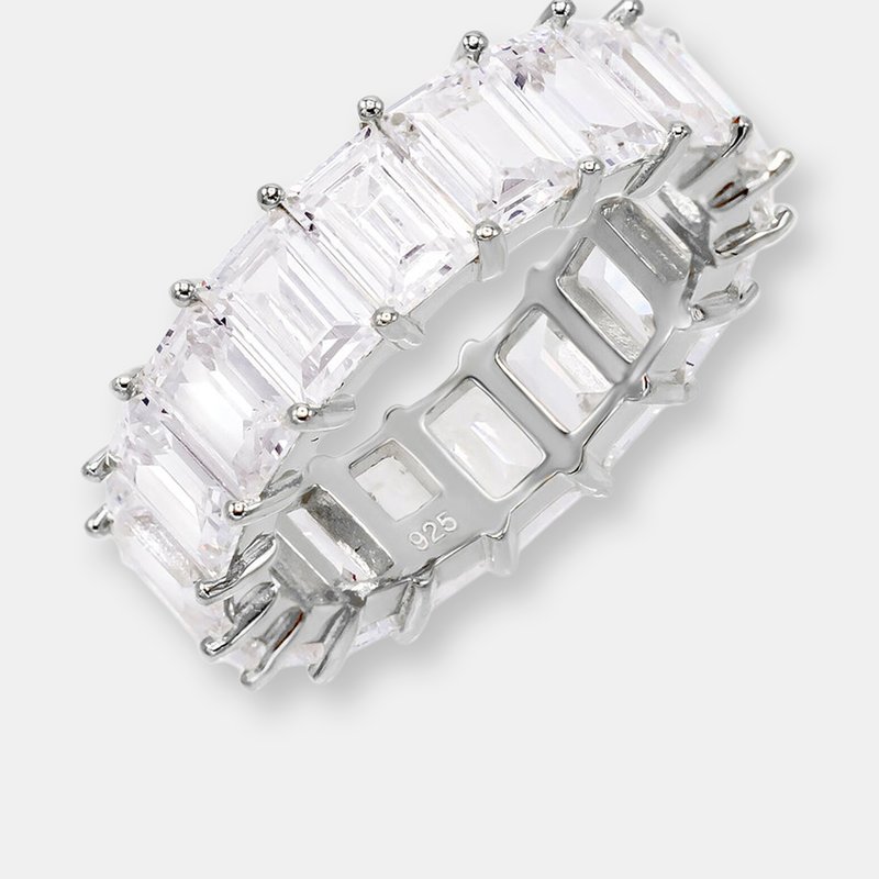 By Adina Eden Baguette Eternity Band In Silver