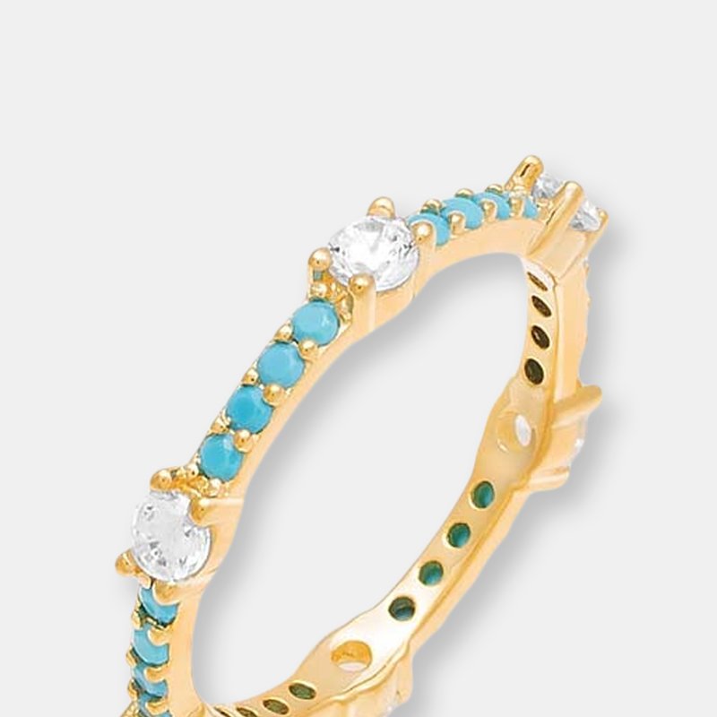By Adina Eden Colored Gemstone X Cz Thin Eternity Ring In Turquoise