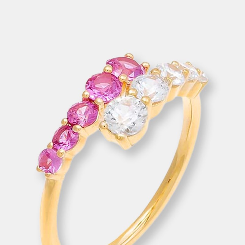By Adina Eden Colored Graduated Cz Wrap Ring In Sapphire Pink