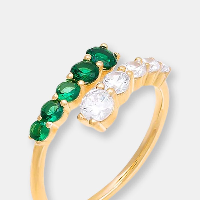 By Adina Eden Colored Graduated Cz Wrap Ring In Emerald Green