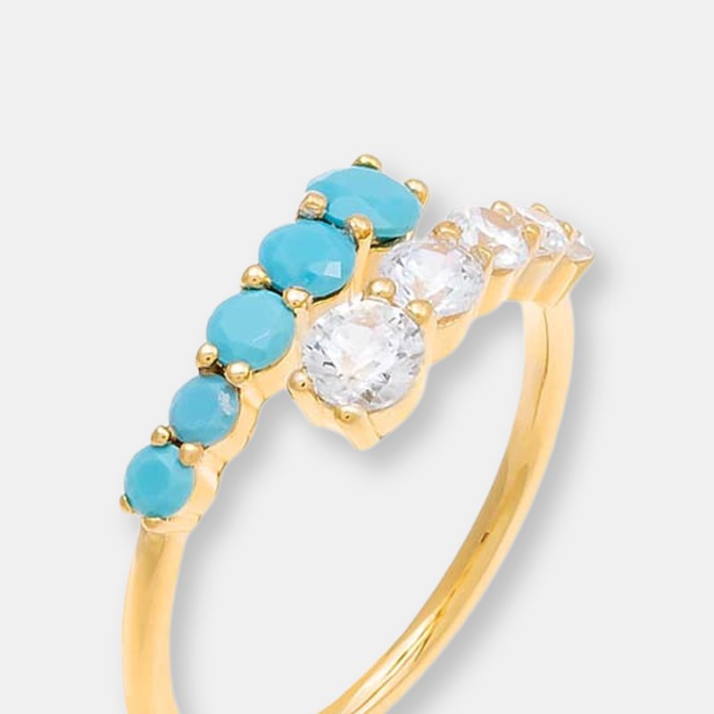 By Adina Eden Colored Graduated Cz Wrap Ring In Turquoise