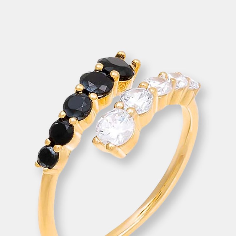 By Adina Eden Colored Graduated Cz Wrap Ring In Onyx