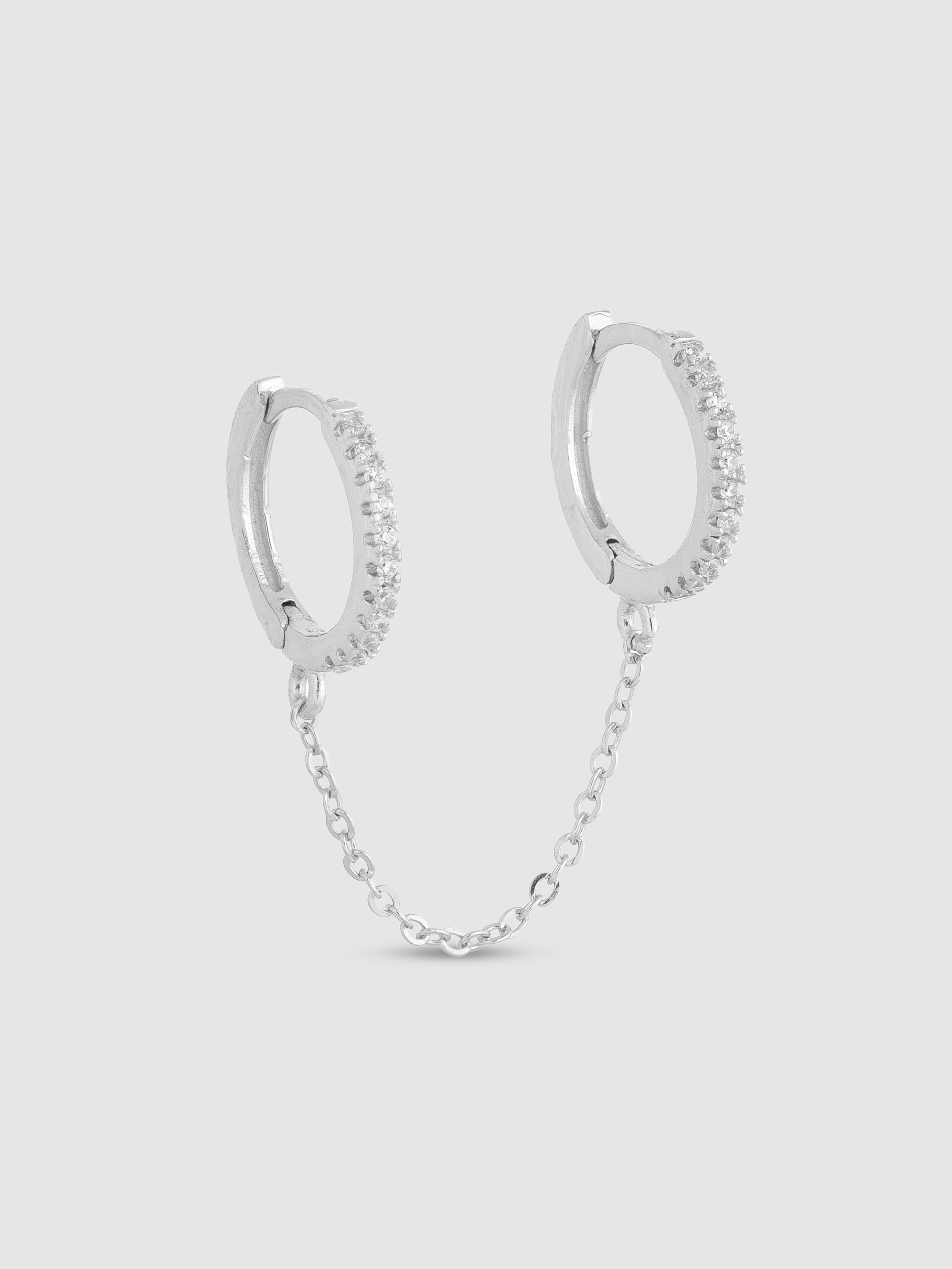 Adinas Jewels Adina's Jewels Cz Double Huggie Chain Earring In Grey