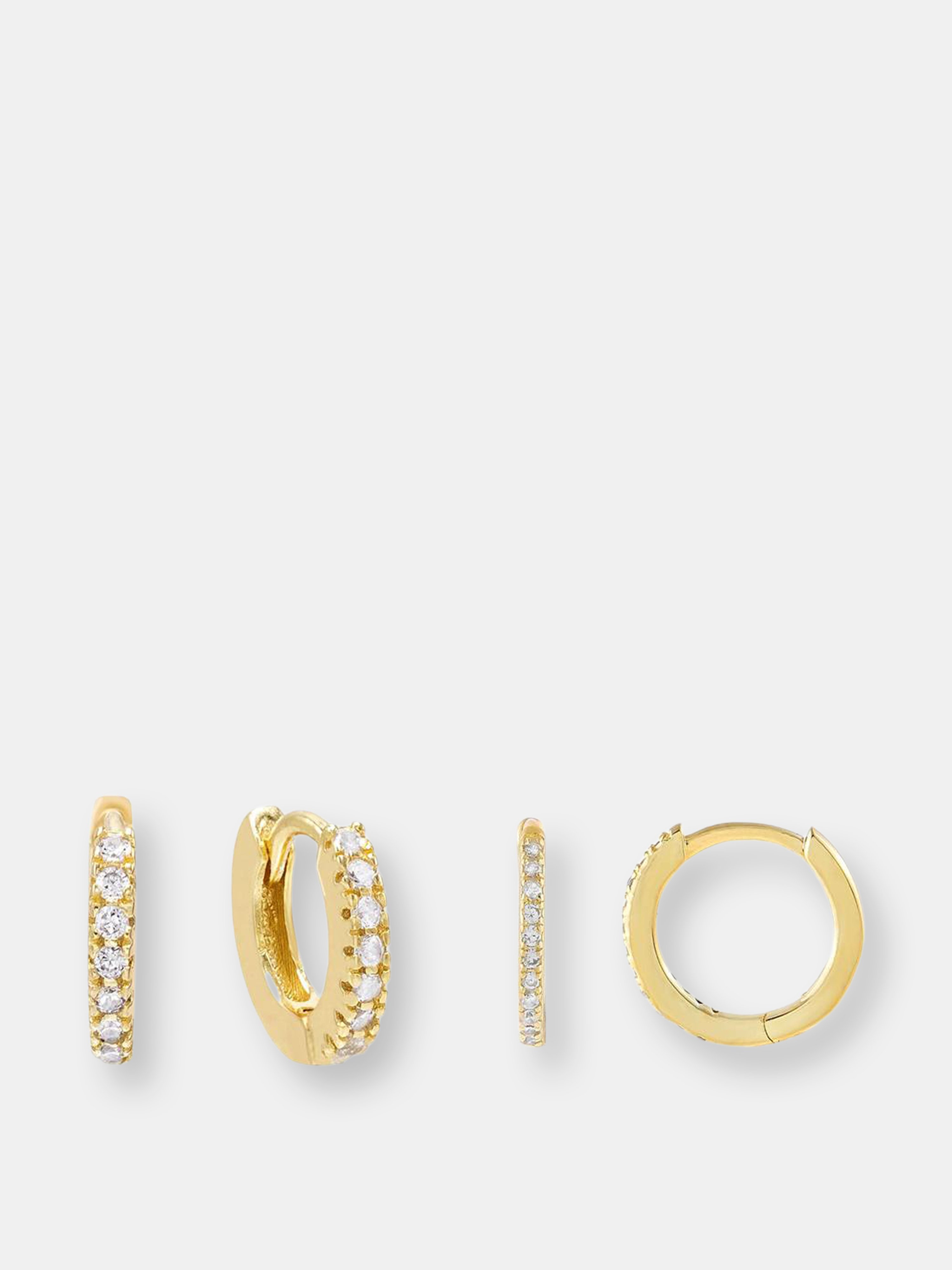 Adinas Jewels Adina's Jewels Cz Huggie Earring Combo Set In Gold