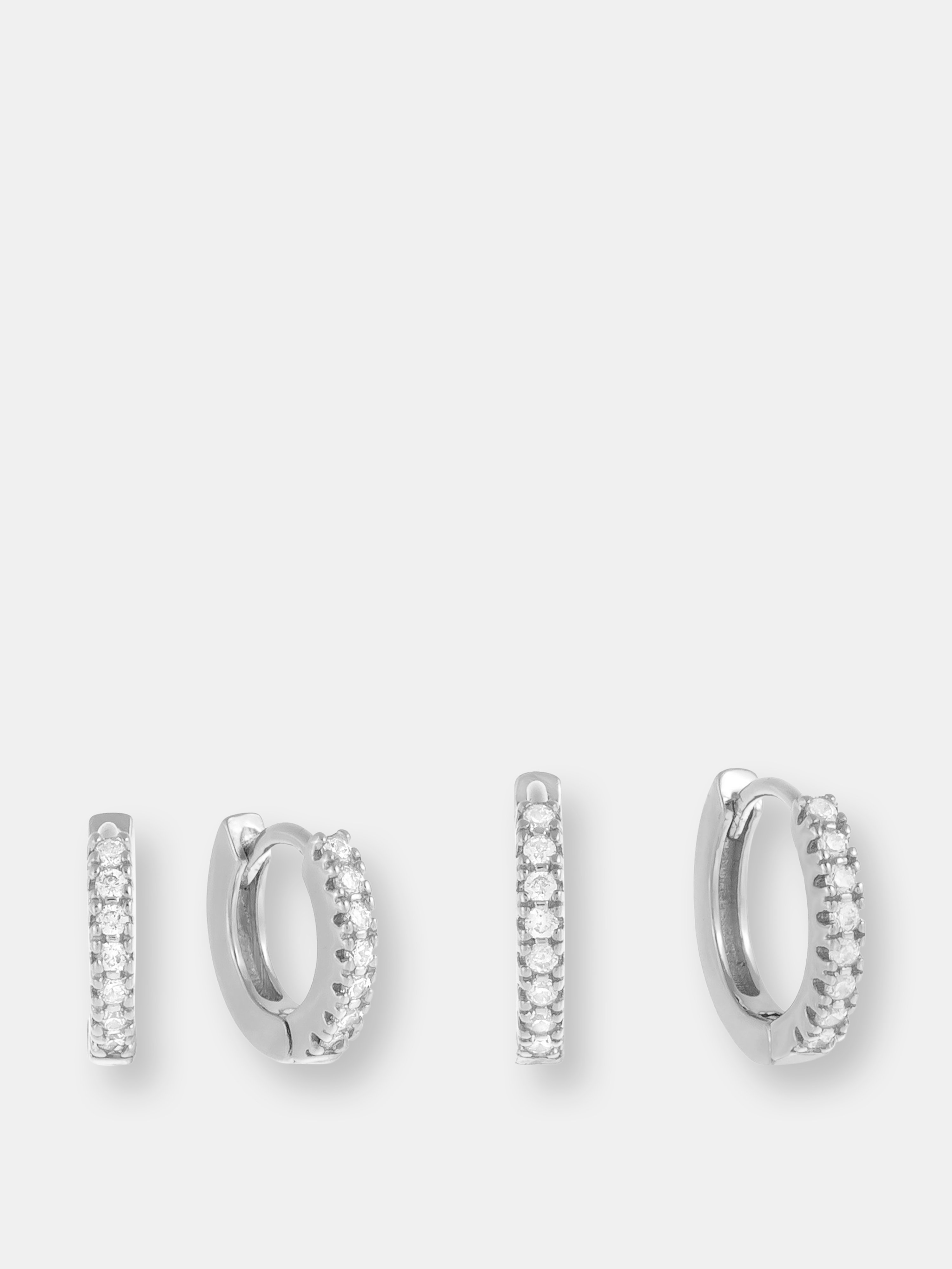 Adinas Jewels By Adina Eden Cz Mini Huggie Earring Combo Set In Grey