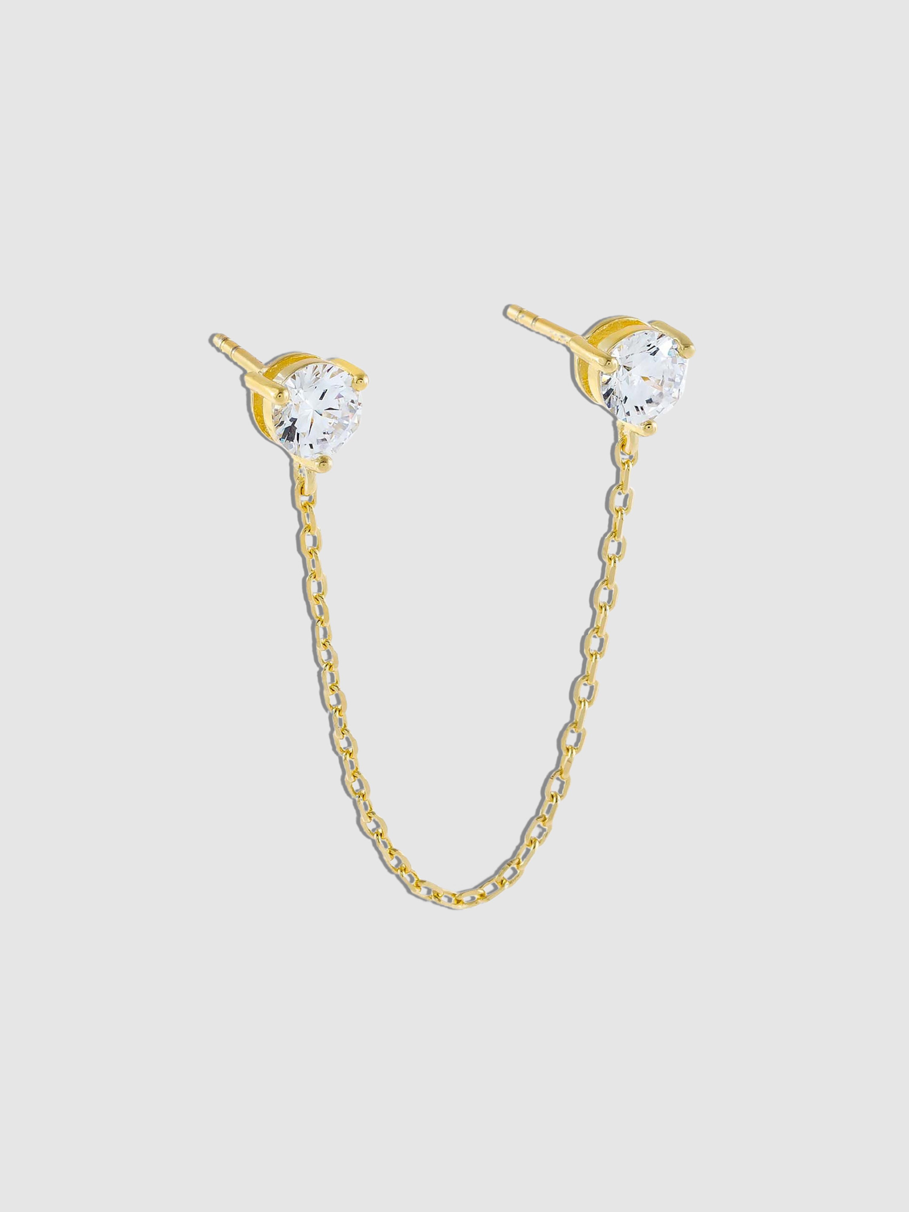 Adinas Jewels Adina's Jewels Cz Stone Chain Stud Earring In Gold