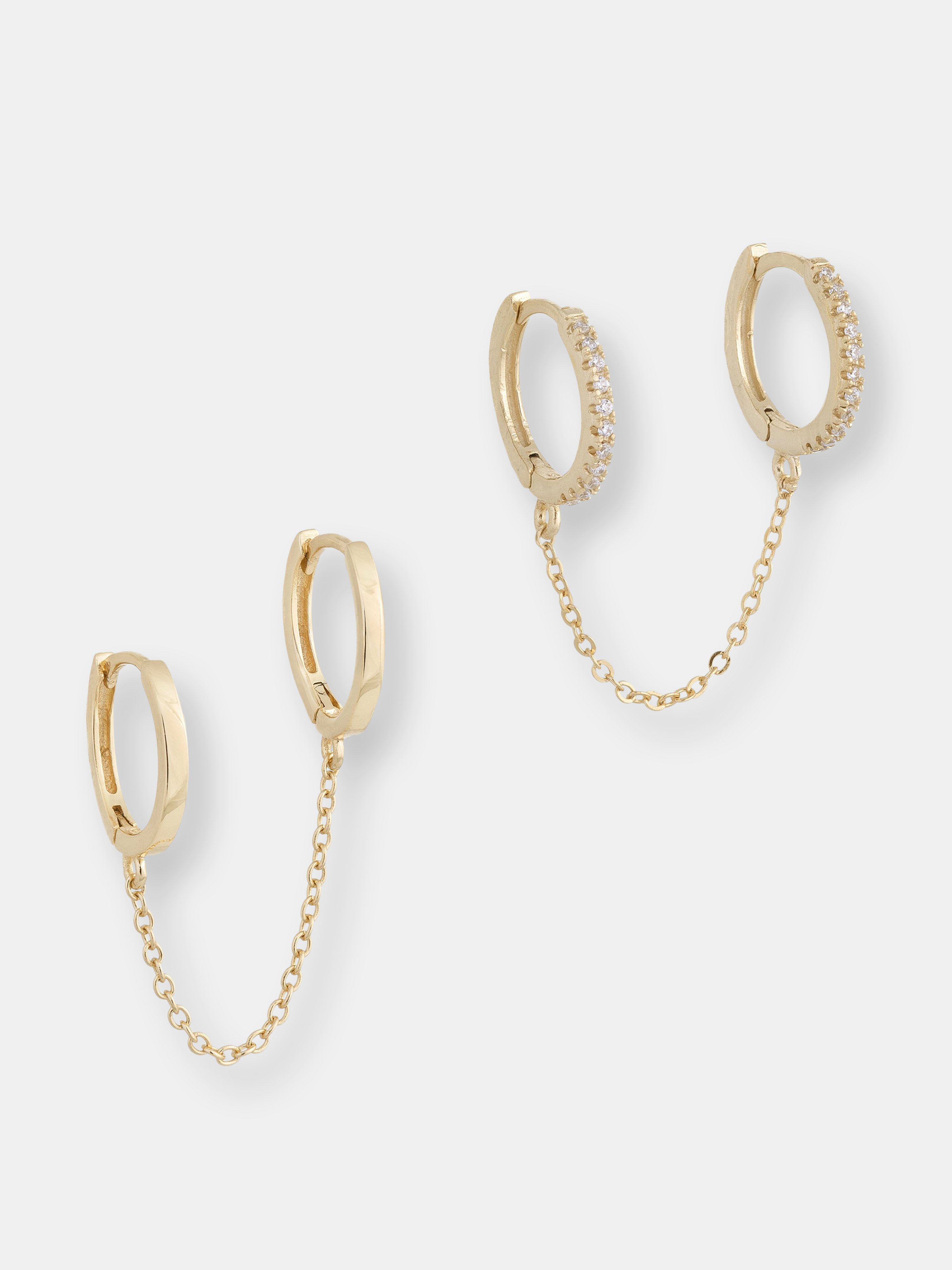Adinas Jewels Adina's Jewels Double Huggie Earring Combo Set In Gold