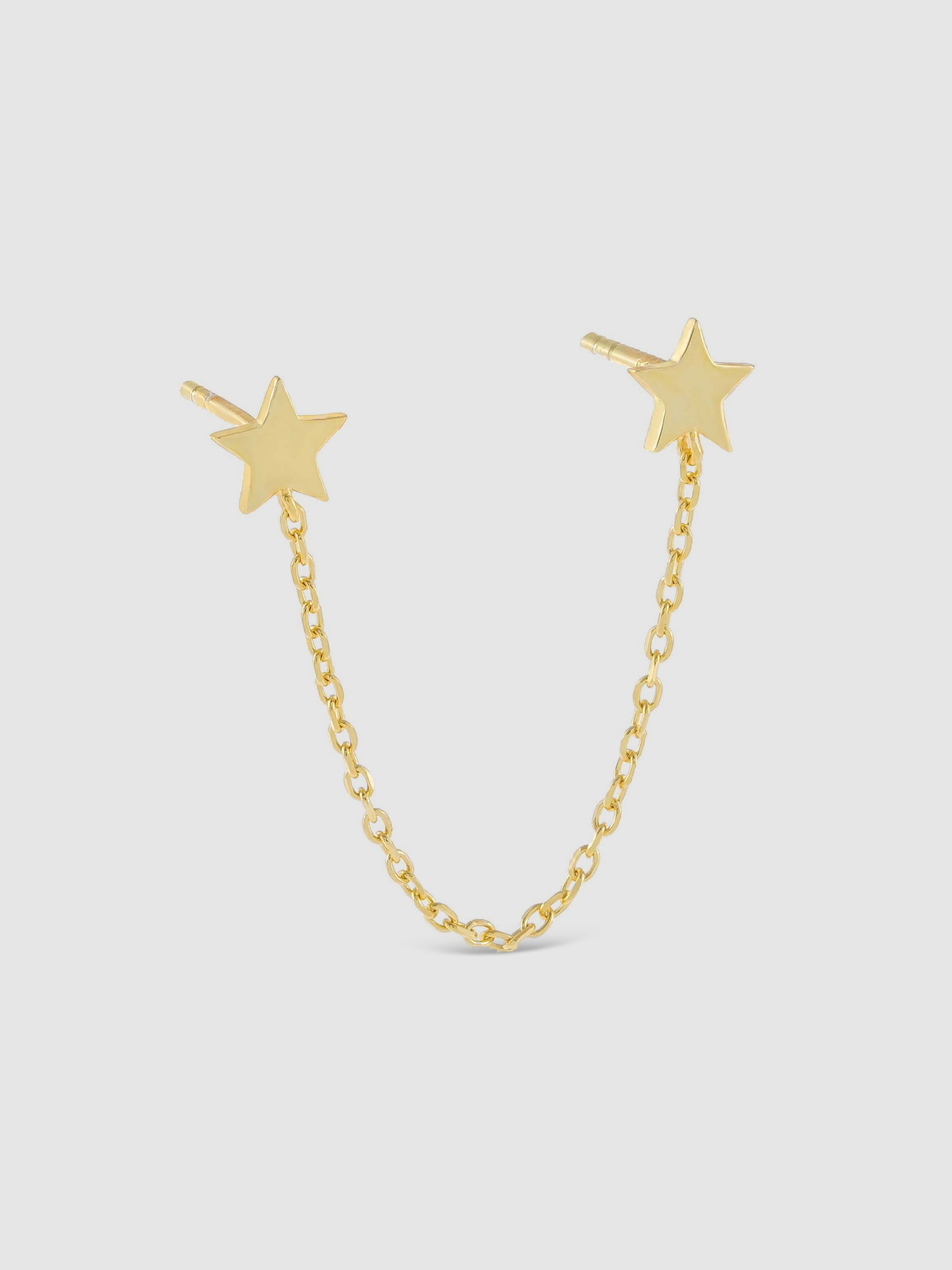 Adinas Jewels Adina's Jewels Double Star Chain Stud Earring In Gold
