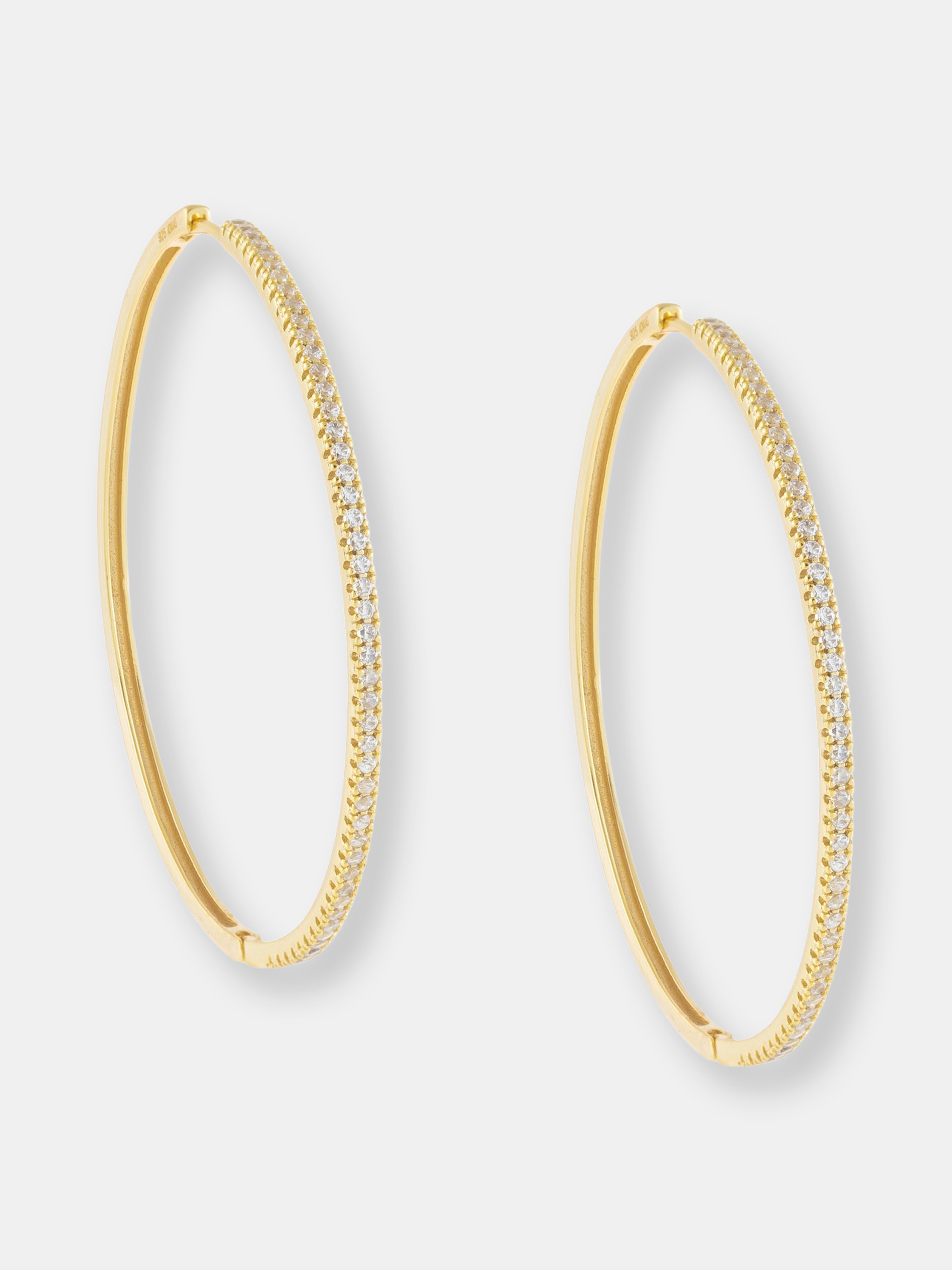 Adinas Jewels Adina's Jewels Large Cz Thin Hoop Earring In Gold