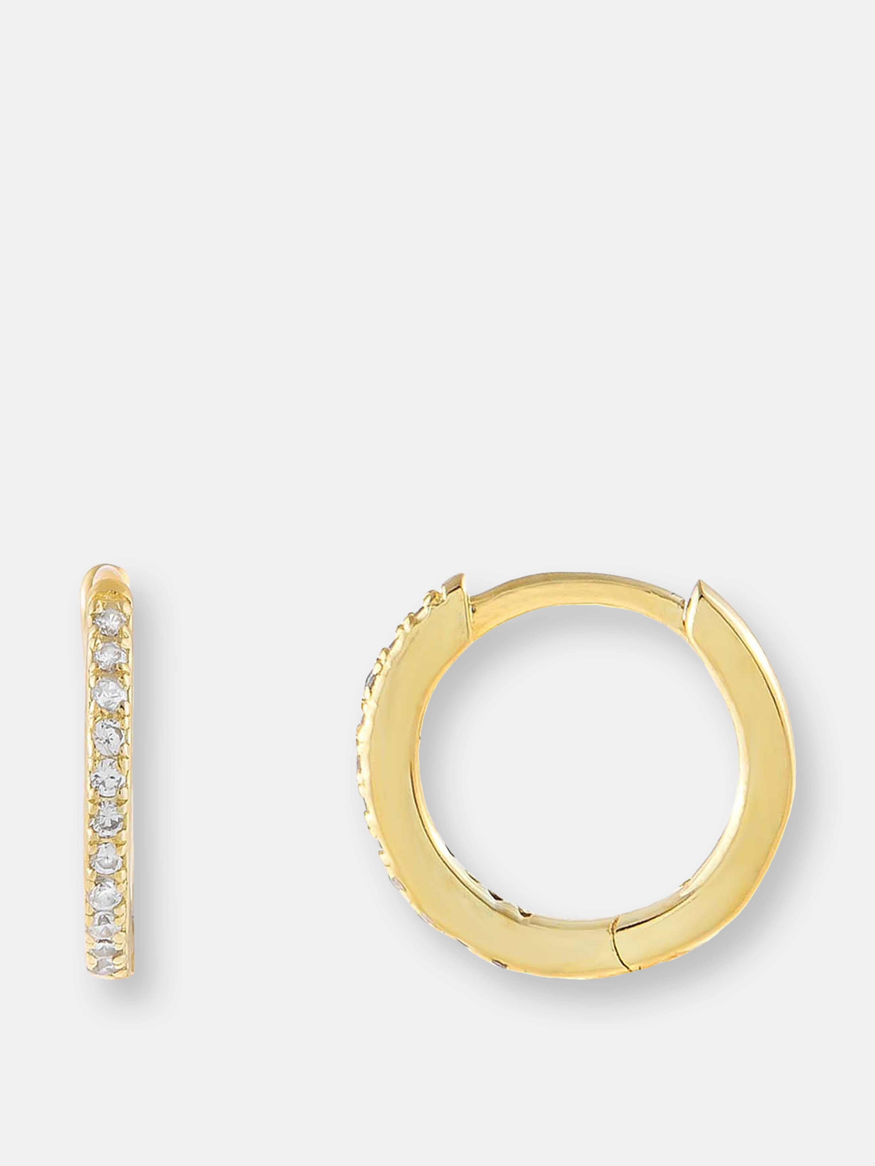 Adinas Jewels Adina's Jewels Micropavé Cz Huggie Earring In Gold