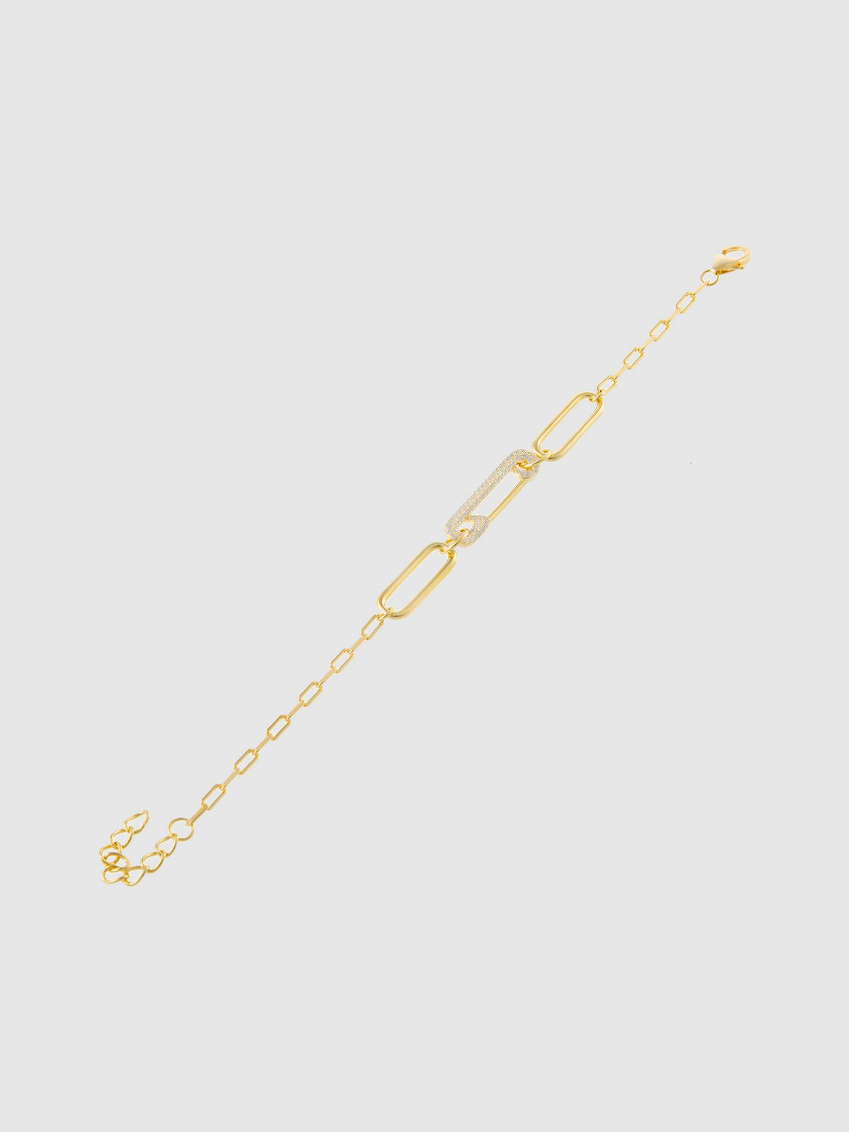 Adina's Jewels Pave Safety Pin Oval Link Bracelet | Verishop