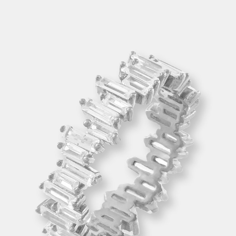 By Adina Eden Scattered Baguette Eternity Band In Silver