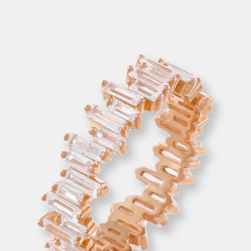 By Adina Eden Scattered Baguette Eternity Band In Rose Gold