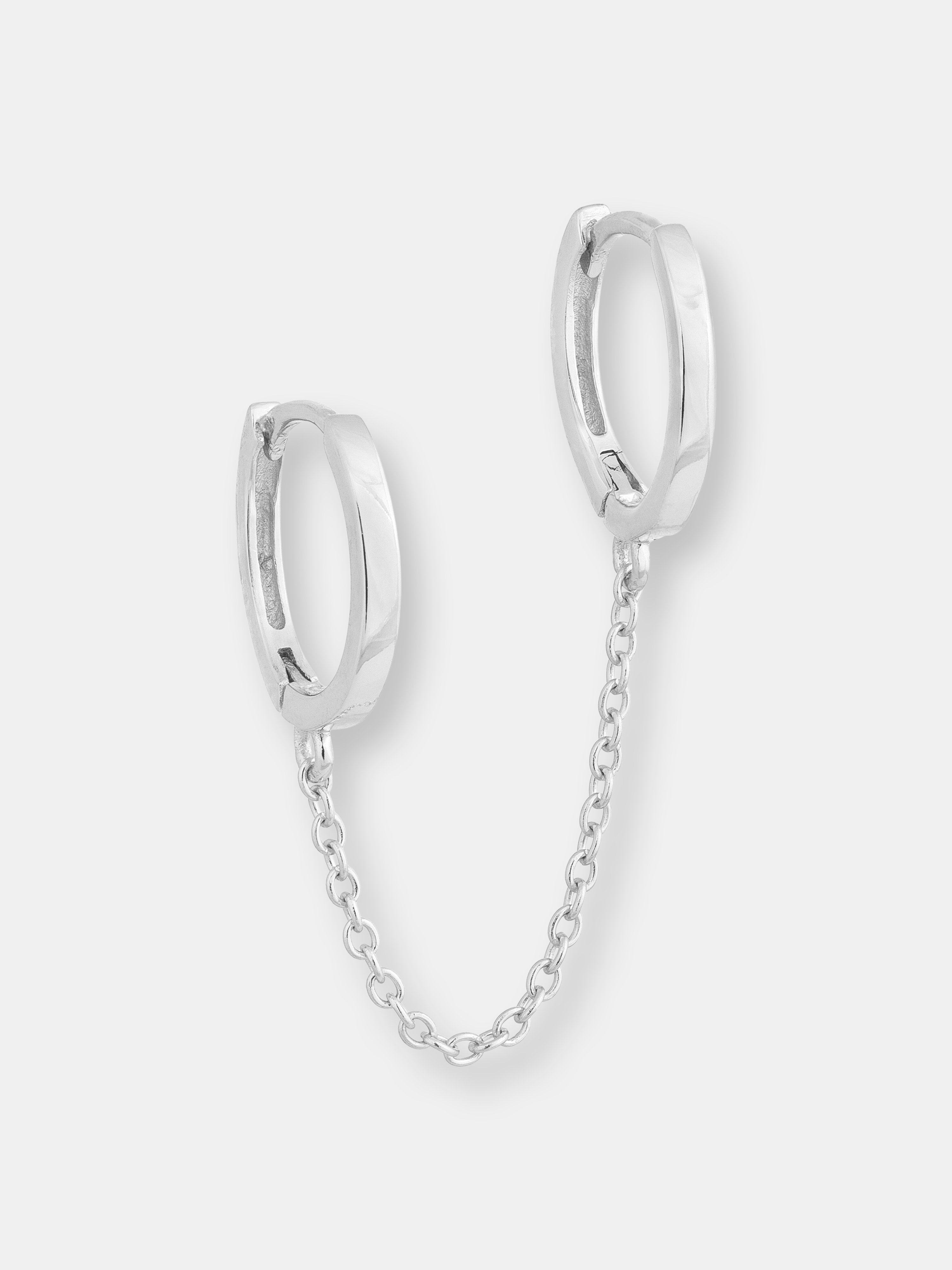 Adinas Jewels Adina's Jewels Solid Double Chain Huggie Earring In Grey