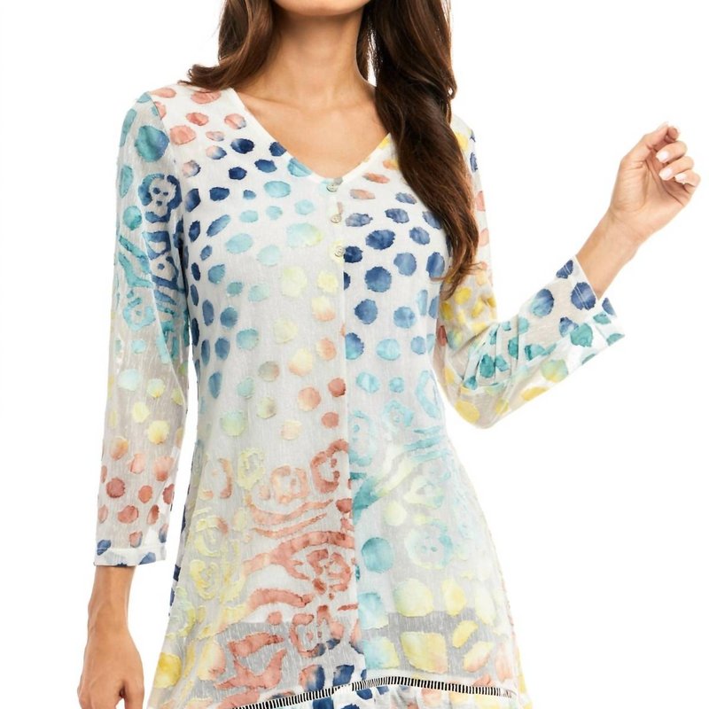 Shop Adore Animal Print Burnout Tunic In Blue