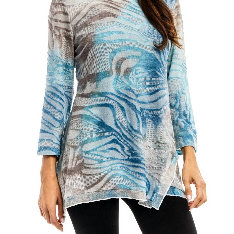 Adore Burnout Tunic Top In Blue