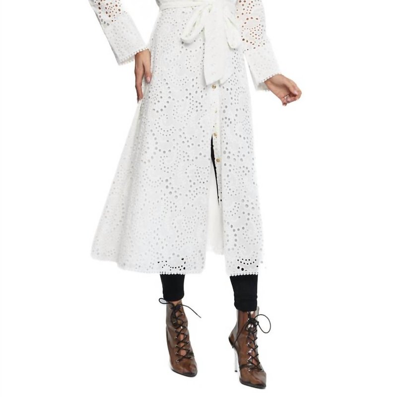Adore Eyelet Button Down Duster In White