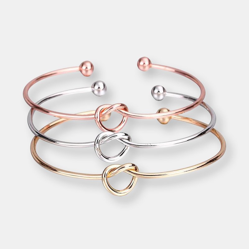 Adore Silver Plated 3-pack Knot Bangles In Grey