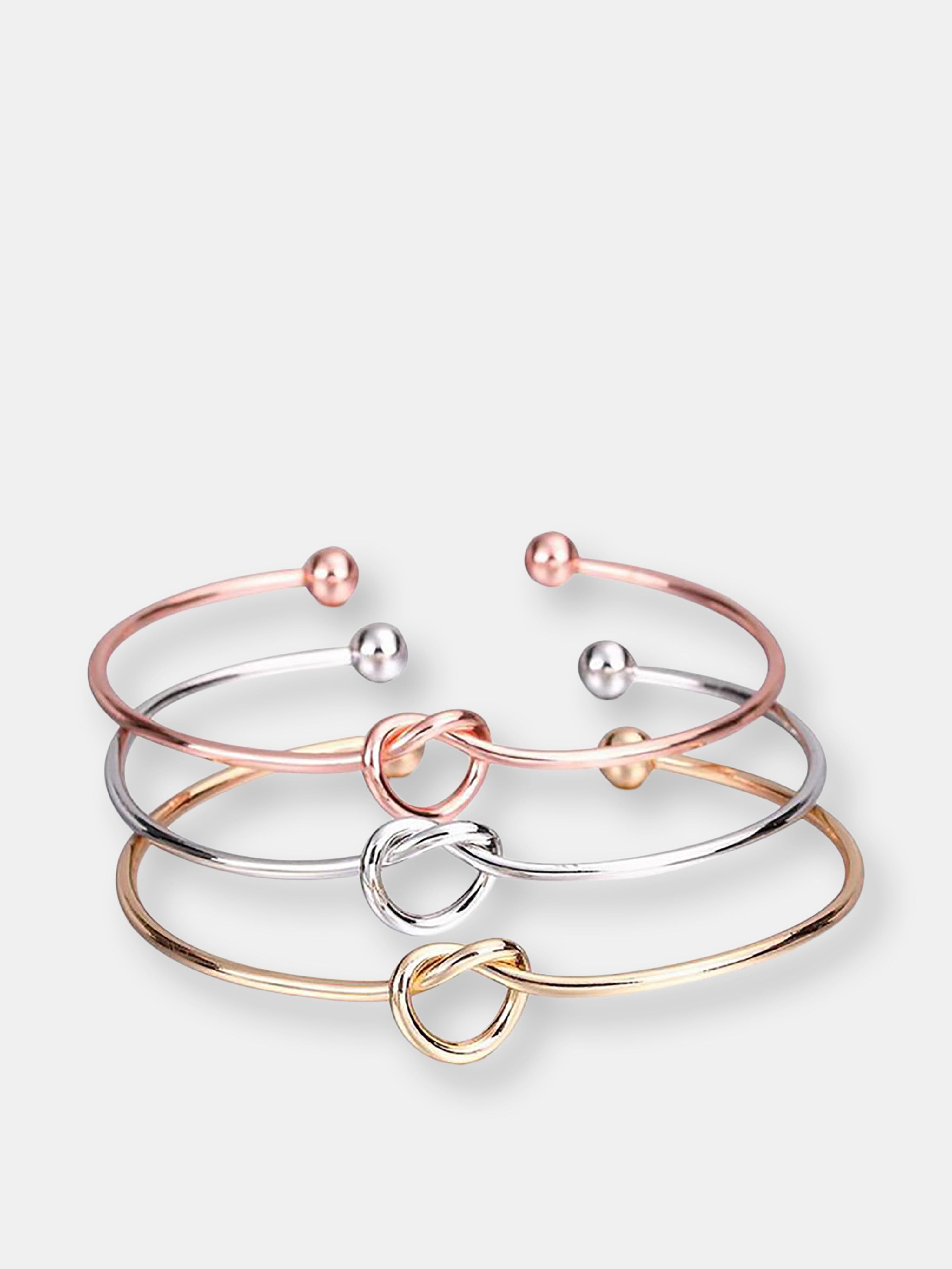 Adore Silver Plated 3-pack Knot Bangles In Metallic