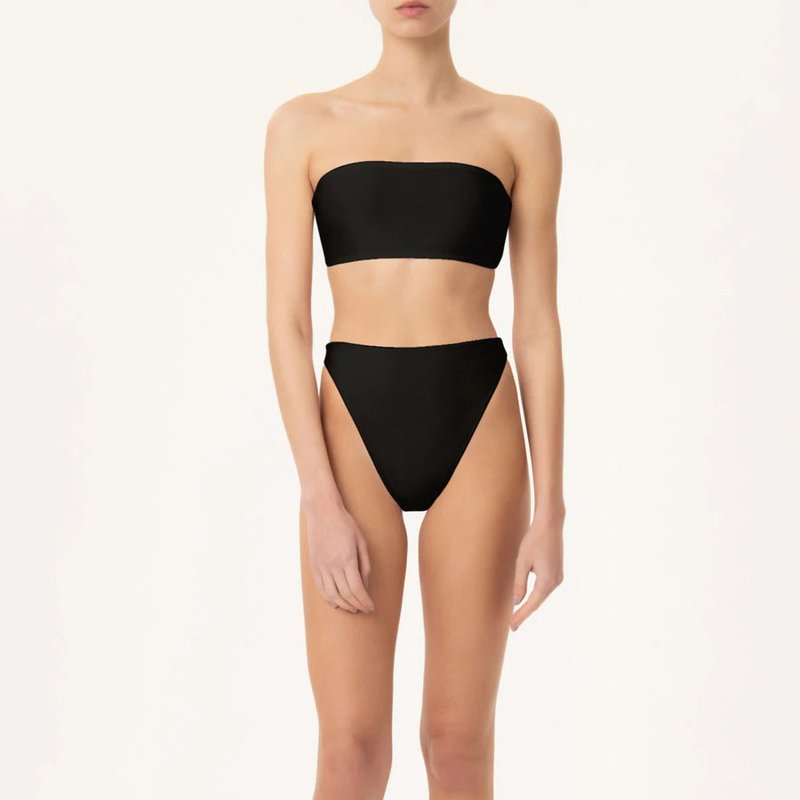 Shop Adriana Degreas Solid High-leg Bandeau Bikini In Black