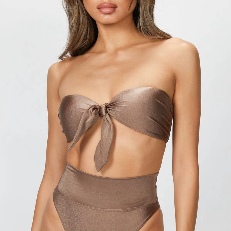 Shop Adriana Degreas Solid High-leg Strapless Bikini Set In Brown