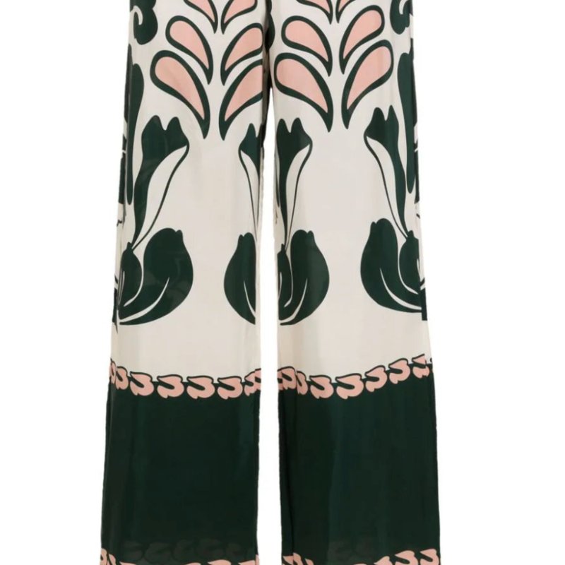 Shop Adriana Degreas Spray Of Flower Wide-leg Pant In Green