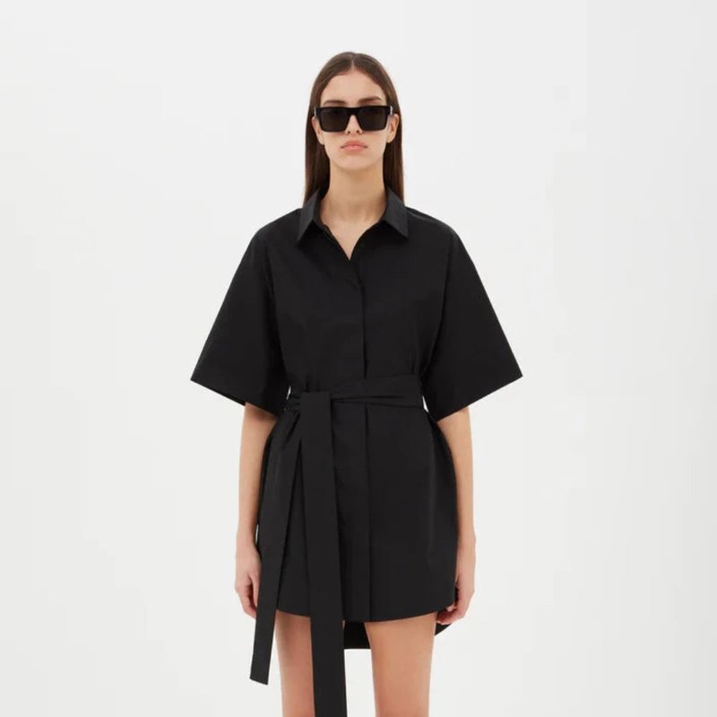 Shop Aexae Cotton Kimono Mini Dress In Black