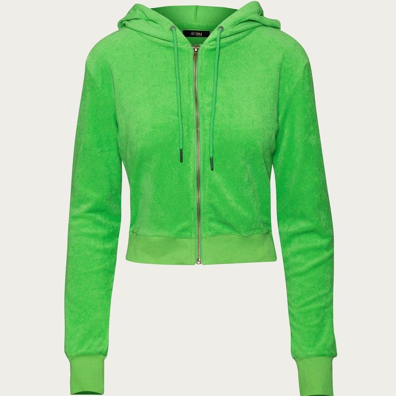 Shop Afrm Bolton Terry Jacket Sweatshirt In Green