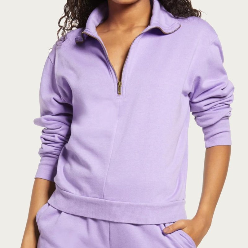 Shop Afrm Canon Fleece Half-zip Sweatshirt In Purple