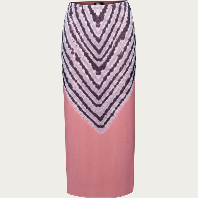 Shop Afrm Felix Mesh Midi Skirt In Tan Tie-dye In Pink