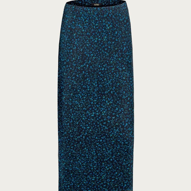 Shop Afrm Felix Mesh Midi Skirt In Blue