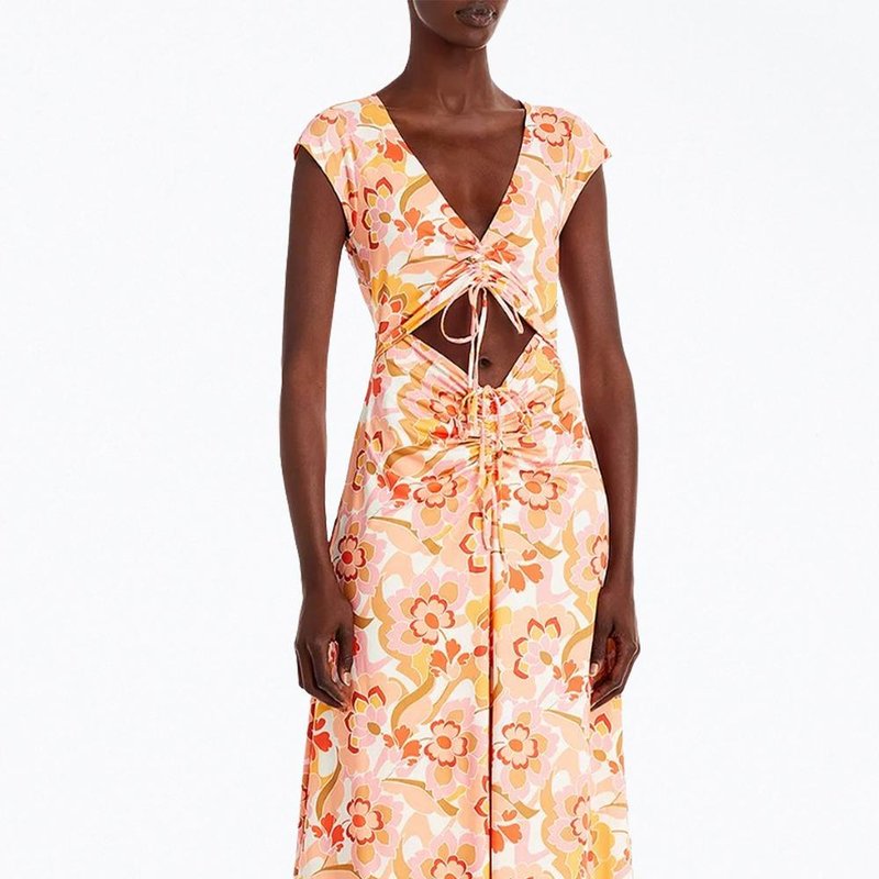 Shop Afrm Lizette Cutout Slinky Knit Maxi Dress In Orange