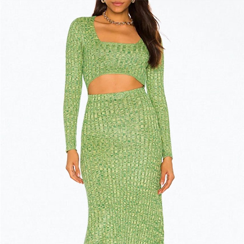 Shop Afrm Skye Cutout Ribbed-knit Midi Dress In Green
