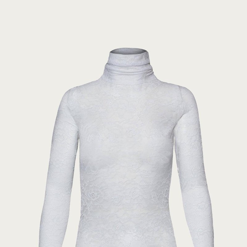 Afrm Zadie Lace Turtleneck Top In White