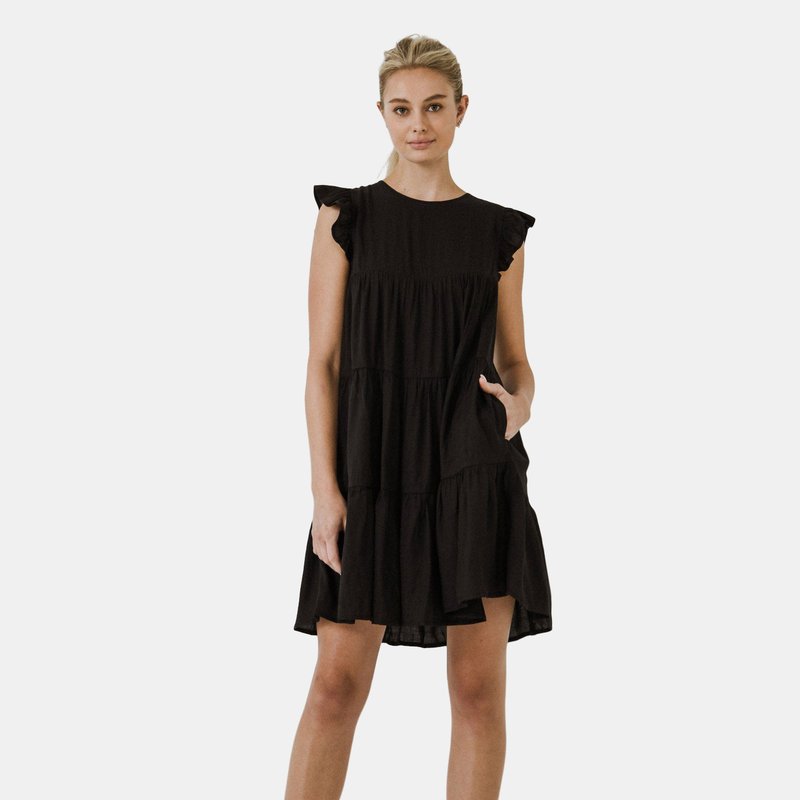 After Market Ruffled Tiered Dress In Black