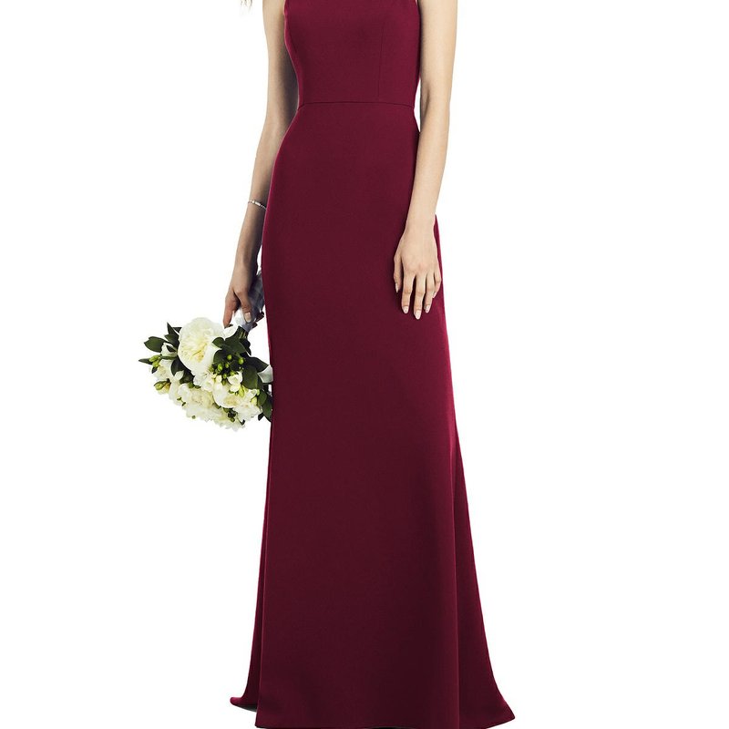After Six Bow-neck Open-back Trumpet Gown In Cabernet
