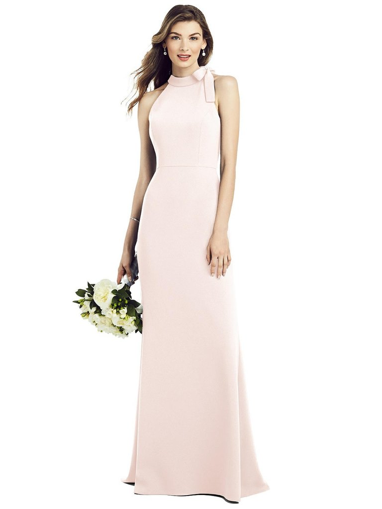 Bow-Neck Open-Back Trumpet Gown - 6827 - Blush