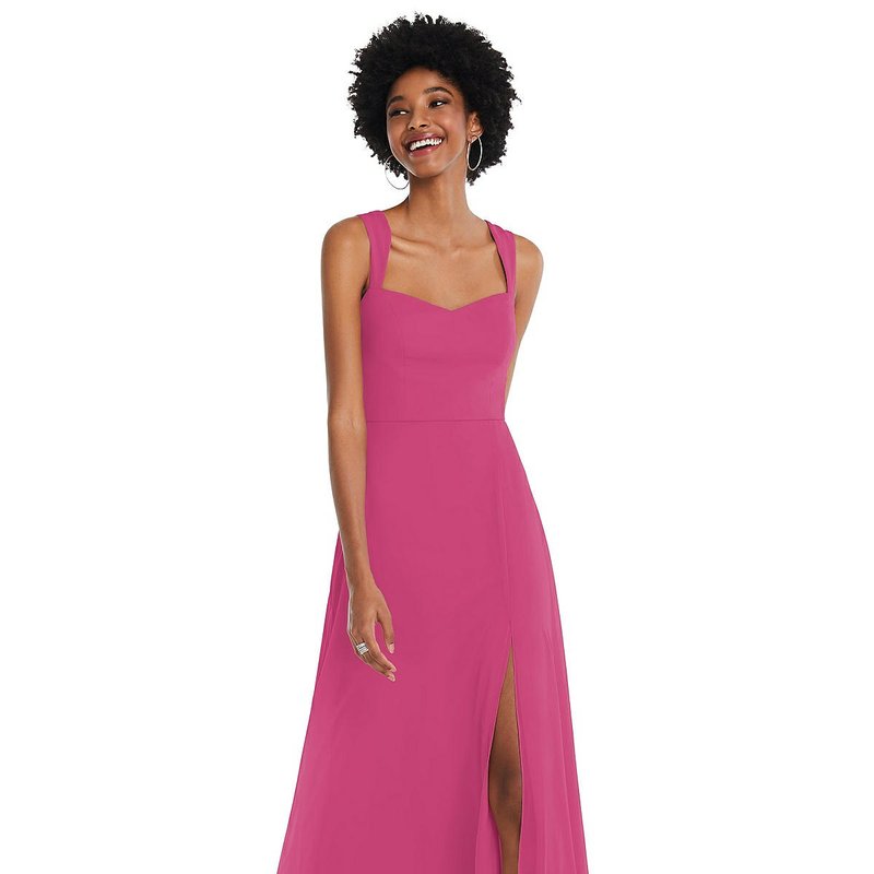 After Six Contoured Wide Strap Sweetheart Maxi Dress In Pink