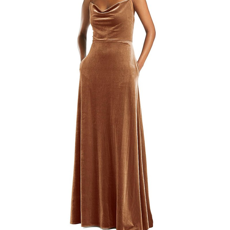 AFTER SIX AFTER SIX COWL-NECK VELVET MAXI DRESS WITH POCKETS