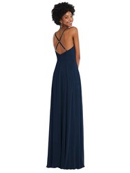 Faux Wrap Criss Cross Back Maxi Dress With Adjustable Straps - 1557